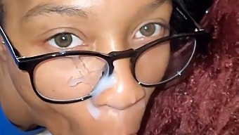 African-American Woman Gets Facial Cumshot