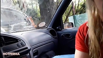 A Blonde Milf Gives A Blowjob To An Unknown Man In Public